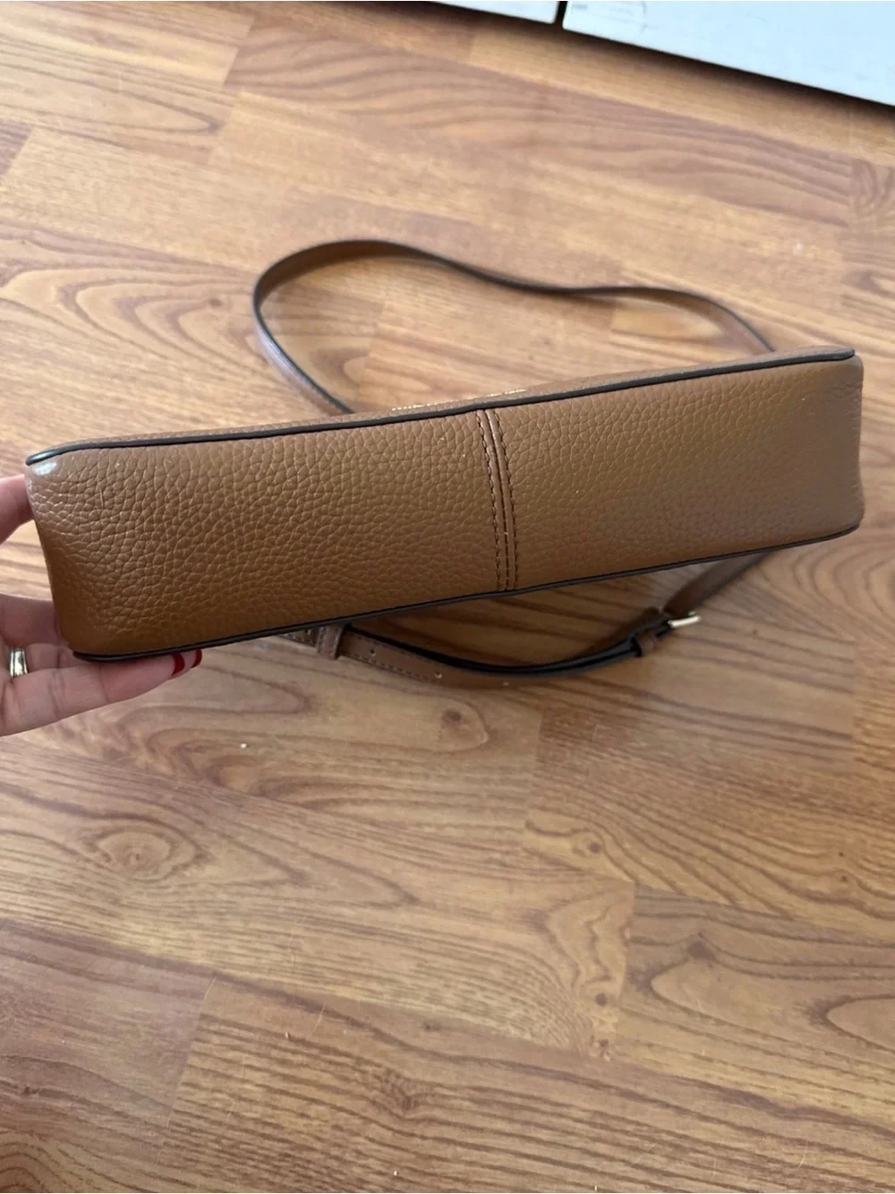 Michael Kors Tan Pebbled Leather Crossbody Card Case